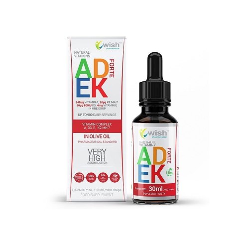 Wish Naturalna Witamina ADEK Forte w kroplach 30ml Wish Naturalna Witamina ADEK Forte w kroplach 30ml